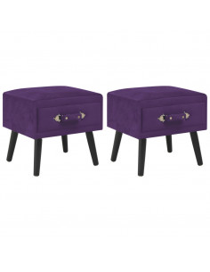 Comodini Viola Scuro 2 pz 40x35x40 cm in Velluto 2