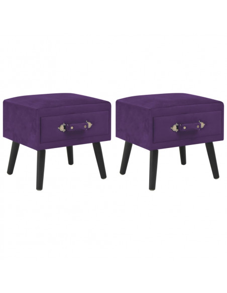 Comodini Viola Scuro 2 pz 40x35x40 cm in Velluto