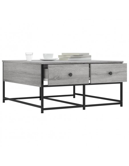 Tavolino da Salotto Grigio Sonoma 80x80x40 cm Legno Multistrato