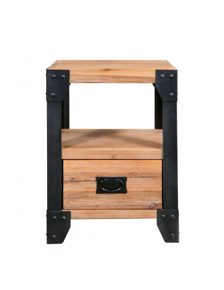 Comodini 2 pz Legno Massello di Acacia e Acciaio 40x30x54 cm