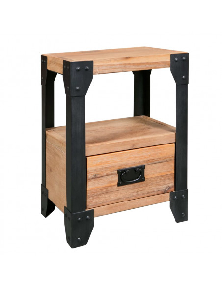 Comodini 2 pz Legno Massello di Acacia e Acciaio 40x30x54 cm