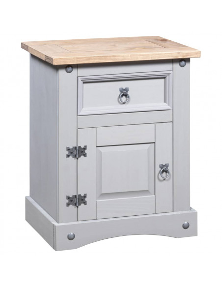 Comodino in Legno di Pino Messicano Corona Grigio 53x39x66 cm