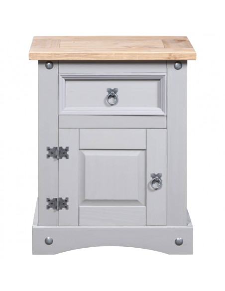 Comodino in Legno di Pino Messicano Corona Grigio 53x39x66 cm