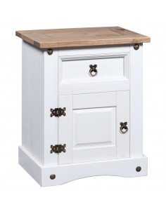 Comodino in Legno di Pino Messicano Corona Bianco 53x39x66 cm 2