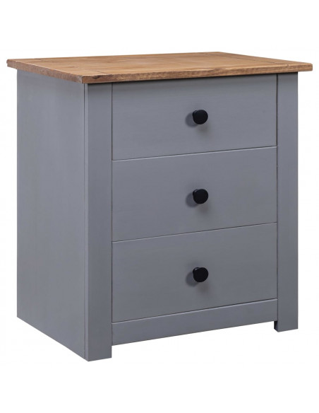 Comodino Grigio 46x40x57 cm in Legno di Pino Panama Range