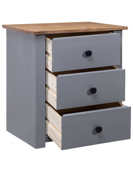 Comodino Grigio 46x40x57 cm in Legno di Pino Panama Range