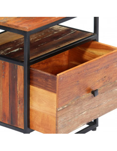 Comodino 40x30x50 cm in Legno Massello di recupero e Acciaio 2