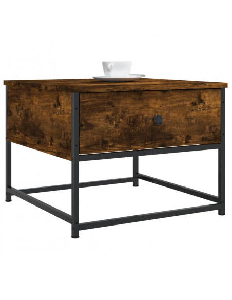 Tavolino da Salotto Rovere Fumo 51x51x40 cm Legno Multistrato