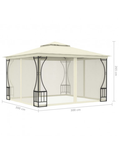 Gazebo con Rete 300x300x265 cm Crema