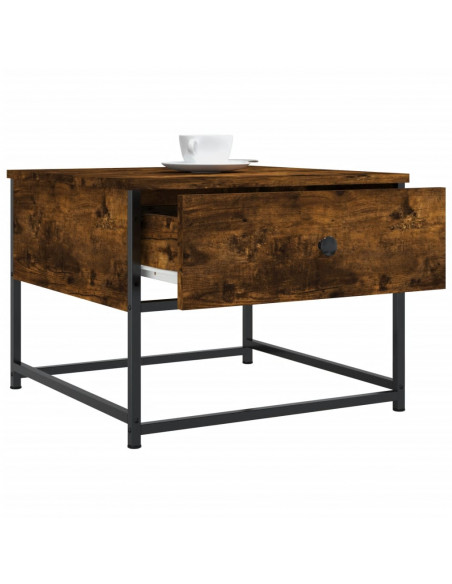 Tavolino da Salotto Rovere Fumo 51x51x40 cm Legno Multistrato