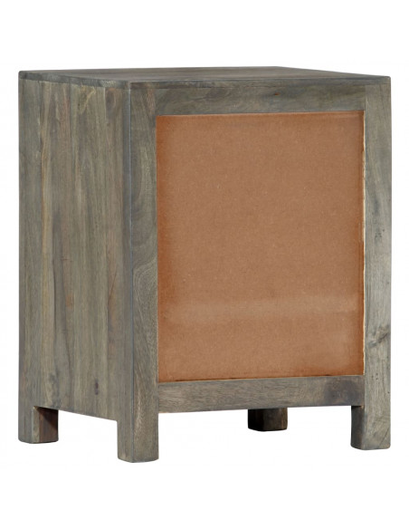 Comodino Grigio 40x30x50 cm in Legno Massello di Mango