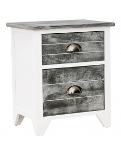 Comodino Grigio e Bianco 38x28x45 cm in Legno di Paulownia 2
