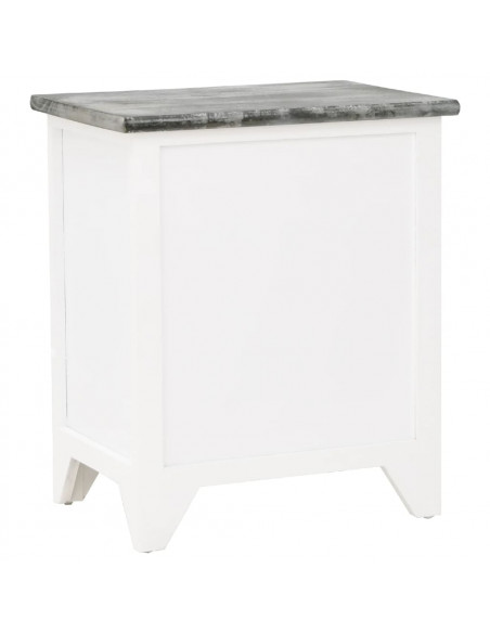 Comodino Grigio e Bianco 38x28x45 cm in Legno di Paulownia