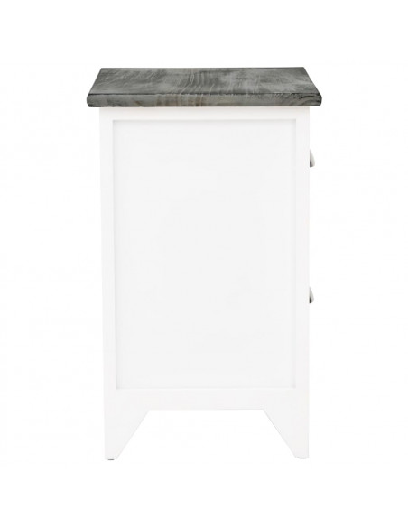 Comodino Grigio e Bianco 38x28x45 cm in Legno di Paulownia