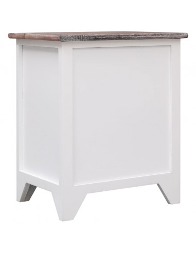 Comodino Marrone e Bianco 38x28x45 cm in Legno di Paulownia