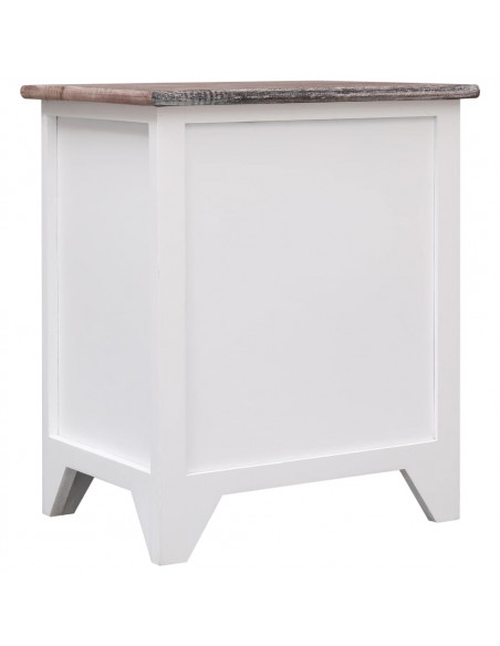 Comodino Marrone e Bianco 38x28x45 cm in Legno di Paulownia