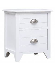 Comodino Bianco 38x28x45 cm in Legno di Paulownia 2