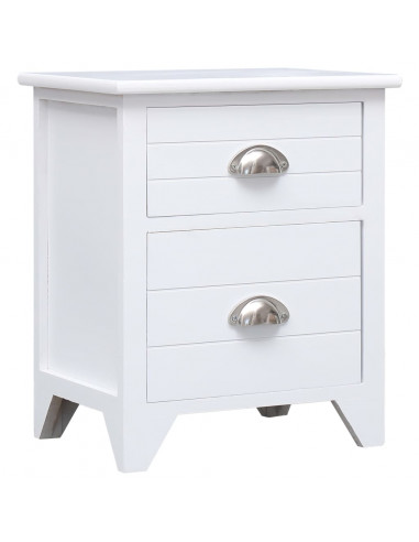 Comodino Bianco 38x28x45 cm in Legno di Paulownia