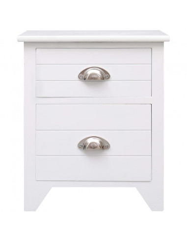 Comodino Bianco 38x28x45 cm in Legno di Paulownia