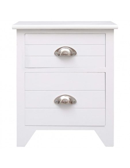 Comodino Bianco 38x28x45 cm in Legno di Paulownia