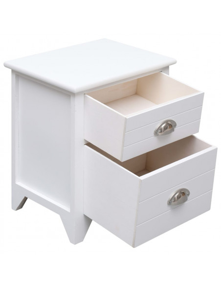 Comodino Bianco 38x28x45 cm in Legno di Paulownia