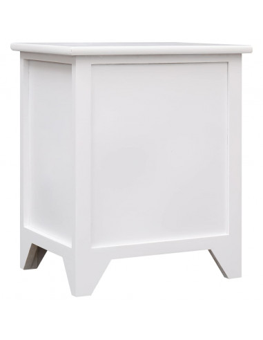 Comodino Bianco 38x28x45 cm in Legno di Paulownia