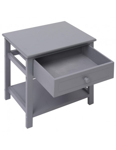 Comodino Grigio 40x29x42 cm in Legno di Paulonia