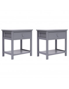 Comodini 2pz Grigi 40x29x42 cm in Legno di Paulonia 2