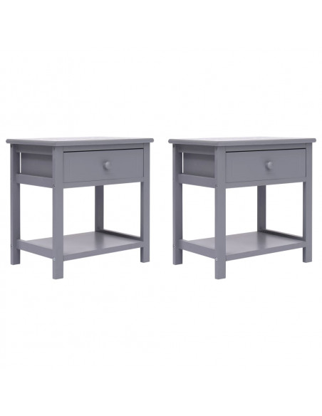 Comodini 2pz Grigi 40x29x42 cm in Legno di Paulonia