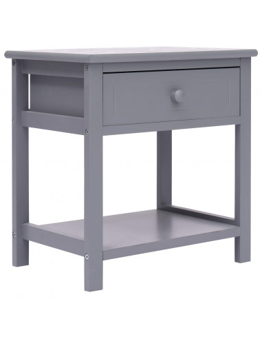 Comodini 2pz Grigi 40x29x42 cm in Legno di Paulonia