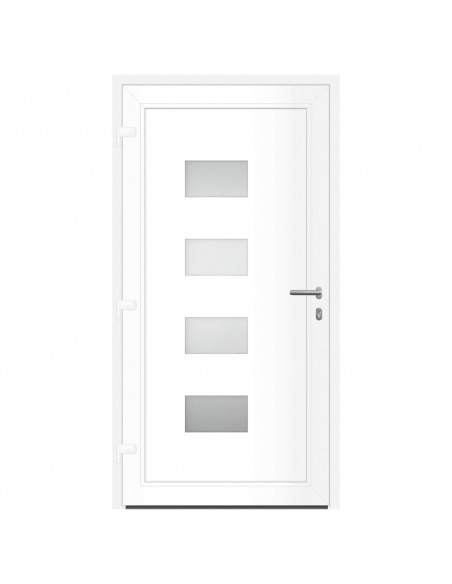 Porta Ingresso Bianca 110x210 cm in Alluminio e PVC
