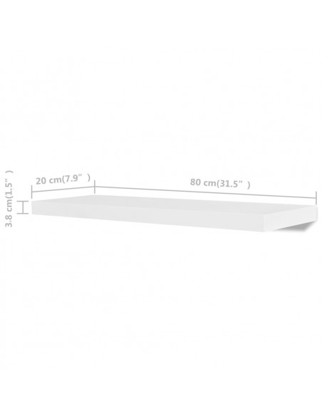 Mensole a Parete 4 pz Bianche 80 cm