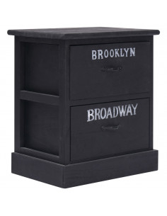 Comodino Nero 38x28x45 cm in Legno di Paulonia 2