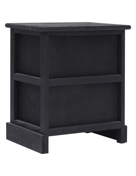 Comodino Nero 38x28x45 cm in Legno di Paulonia