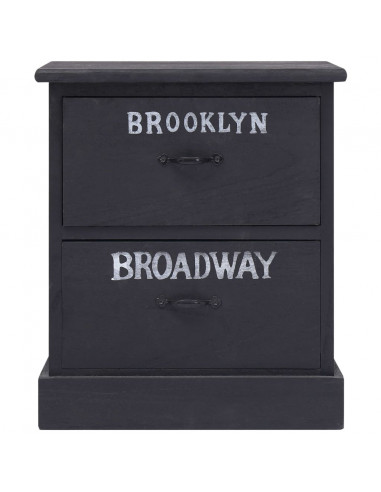 Comodini 2pz Neri 38x28x45 cm in Legno di Paulonia