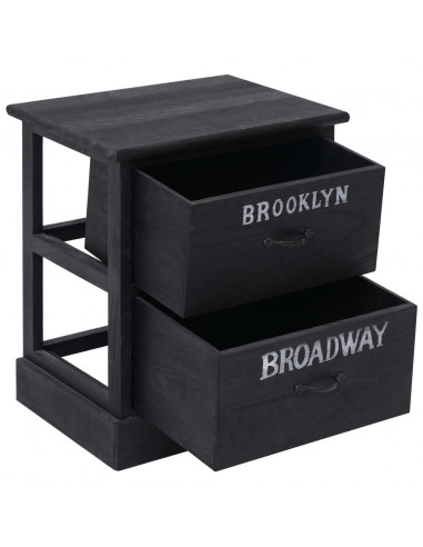 Comodini 2pz Neri 38x28x45 cm in Legno di Paulonia