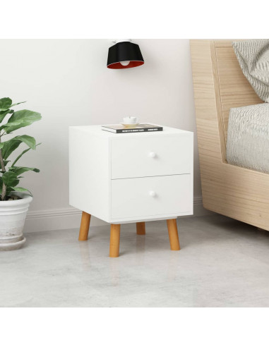 Comodini 2 pz Bianchi 40x30x50 cm Legno Massello di Pino