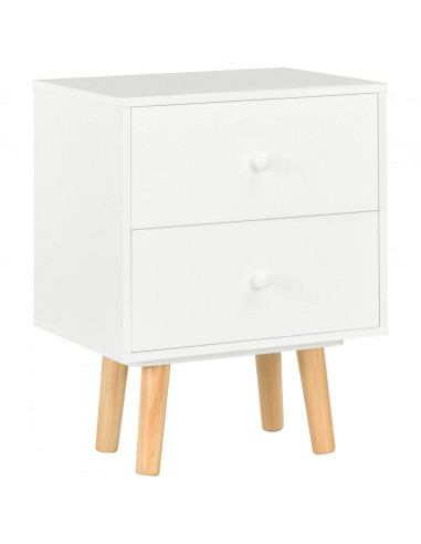 Comodini 2 pz Bianchi 40x30x50 cm Legno Massello di Pino