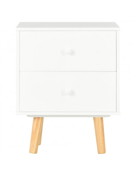 Comodini 2 pz Bianchi 40x30x50 cm Legno Massello di Pino