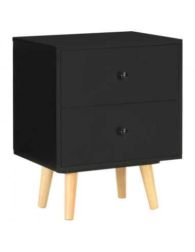 Comodini 2 pz Neri 40x30x50 cm Legno Massello di Pino