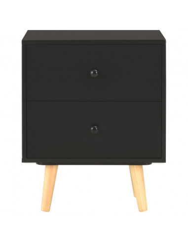 Comodini 2 pz Neri 40x30x50 cm Legno Massello di Pino