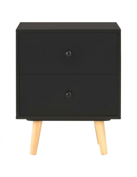 Comodini 2 pz Neri 40x30x50 cm Legno Massello di Pino