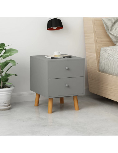 Comodini 2 pz Grigi 40x30x50 cm Legno Massello di Pino