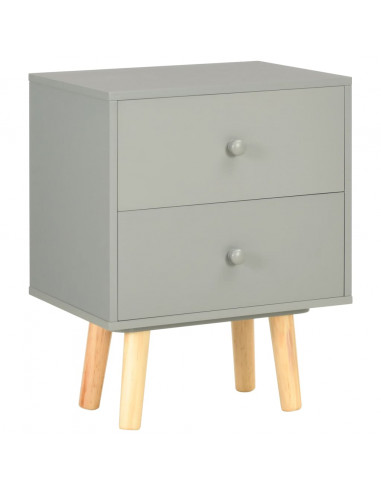 Comodini 2 pz Grigi 40x30x50 cm Legno Massello di Pino