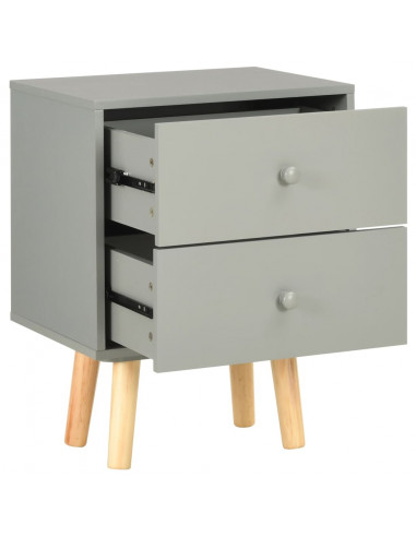 Comodini 2 pz Grigi 40x30x50 cm Legno Massello di Pino