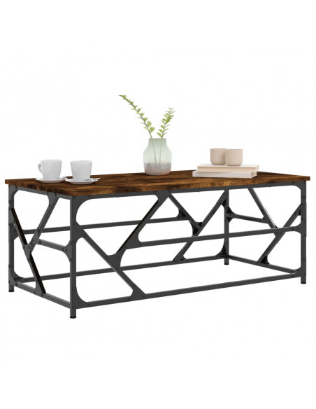 Tavolino da Salotto Rovere Fumo 100x50x40 cm Legno Multistrato