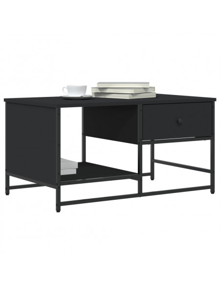 Tavolino da Salotto Nero 85,5x51x45 cm in Legno Multistrato