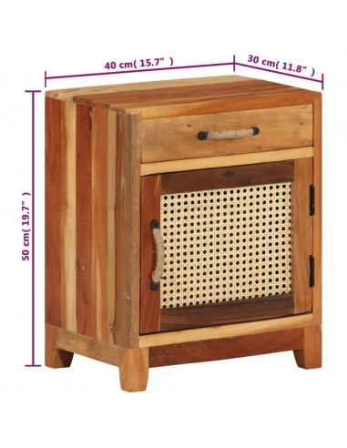 Comodino 40x30x50 cm in Legno Massello di Recupero