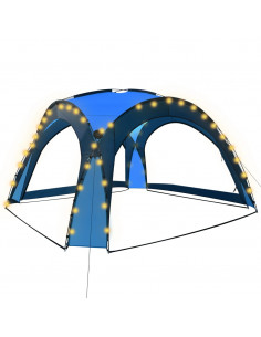 Tenda per Feste con LED e 4 Pareti 3,6x3,6x2,3 m Blu 2