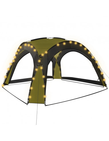 Tenda per Feste con LED e 4 Pareti 3,6x3,6x2,3 m Verde